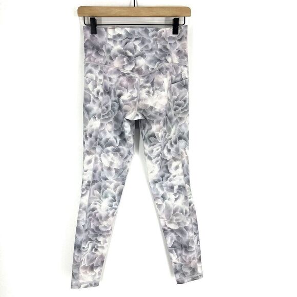 Athleta Salutation Stash Tight Size Small Womens Gray Floral Print High Rise - Picture 4 of 8